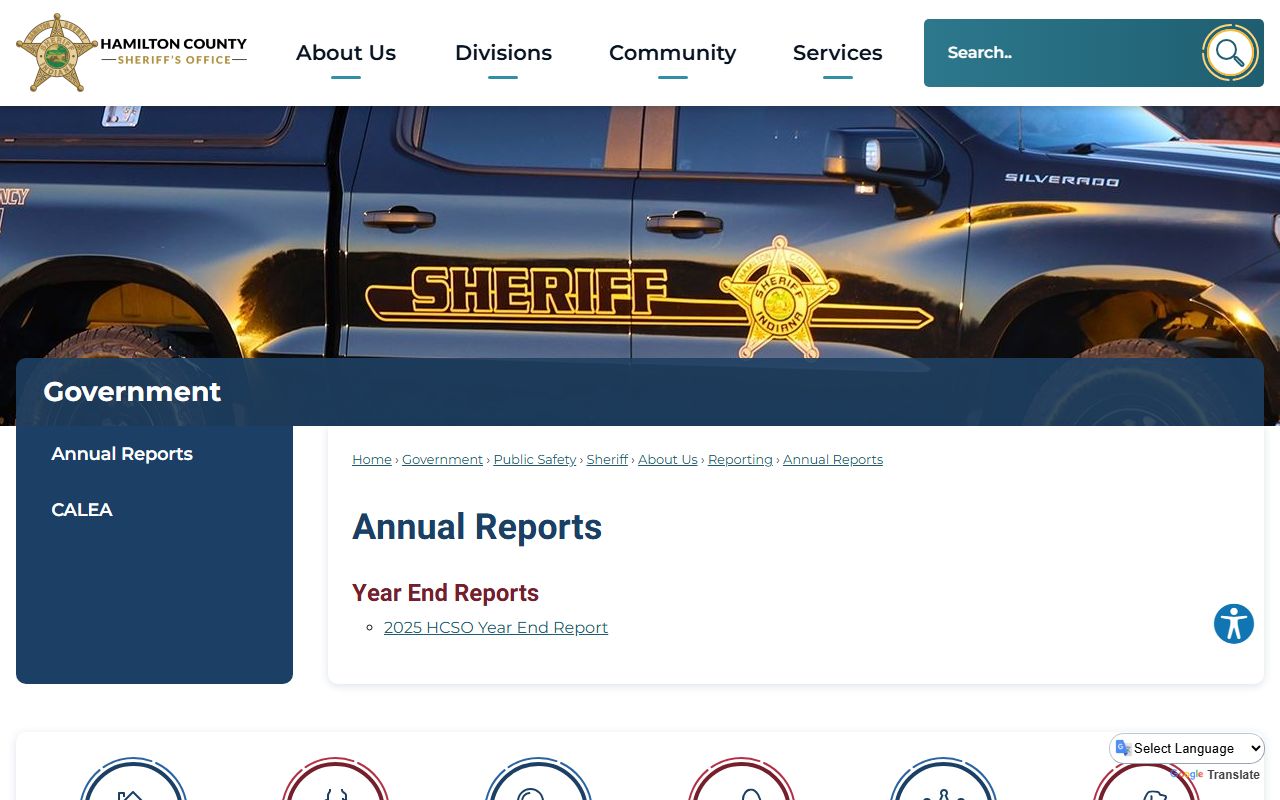 Hamilton County annual reports page for jail population records
