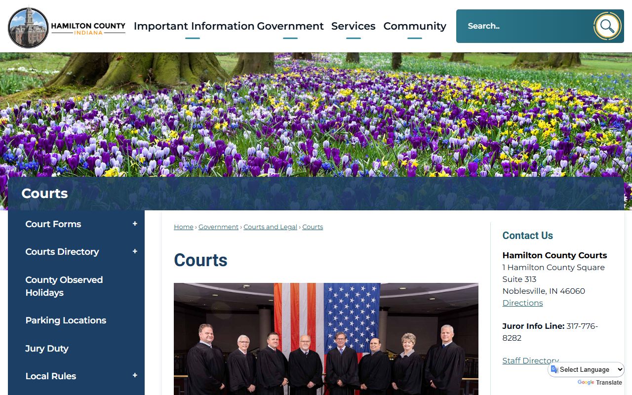 Hamilton County court records after arrest courts page with MyCase and clerk record request links