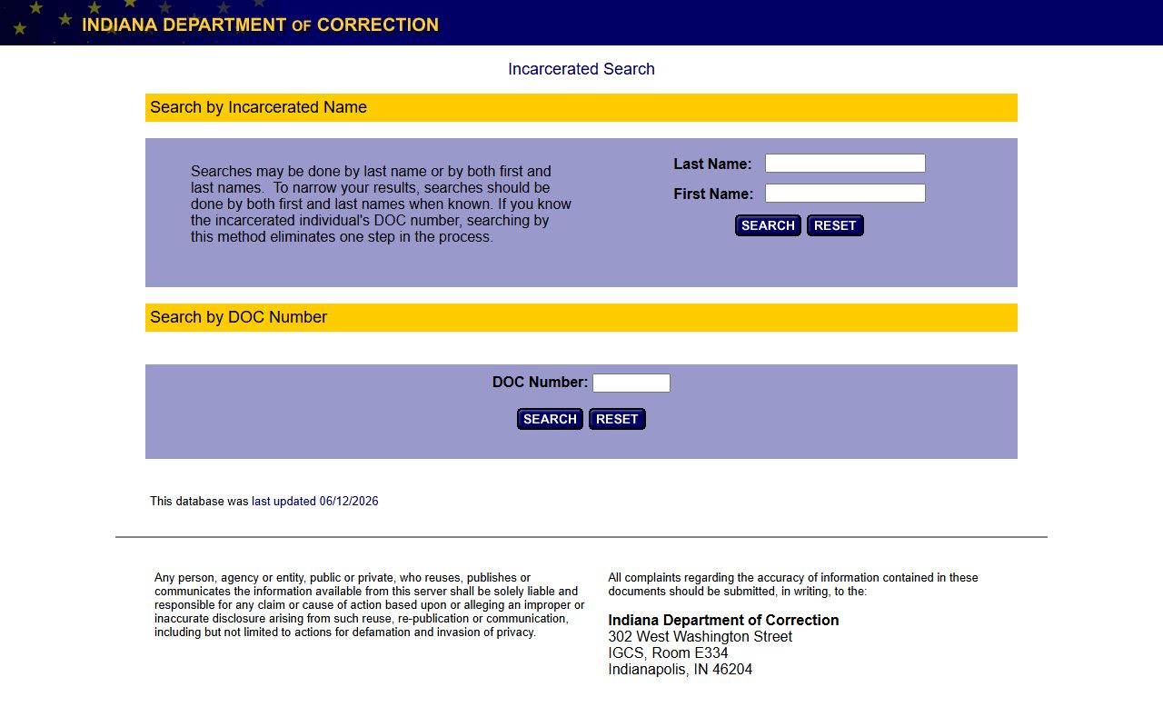 Indiana DOC locator for Hamilton County sentenced inmate search